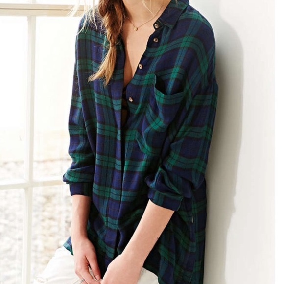 Urban Outfitters Tops - Urban Outfitters Flannel Green & Dark Purple SP